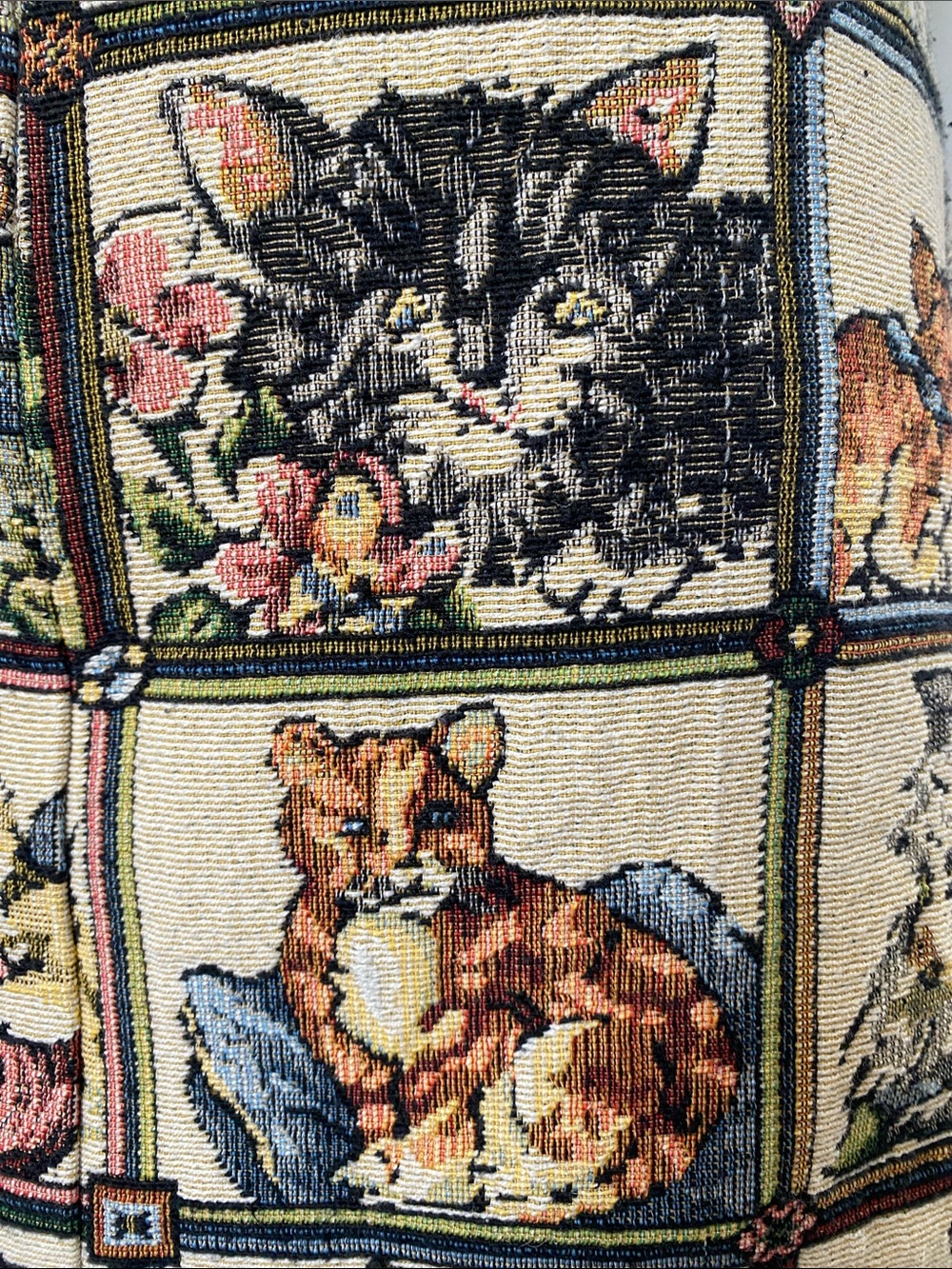 Cider Vintage Cat Cream Tapestry Apron Dress with Multi-Color Cat Panels - Picture 3 of 9